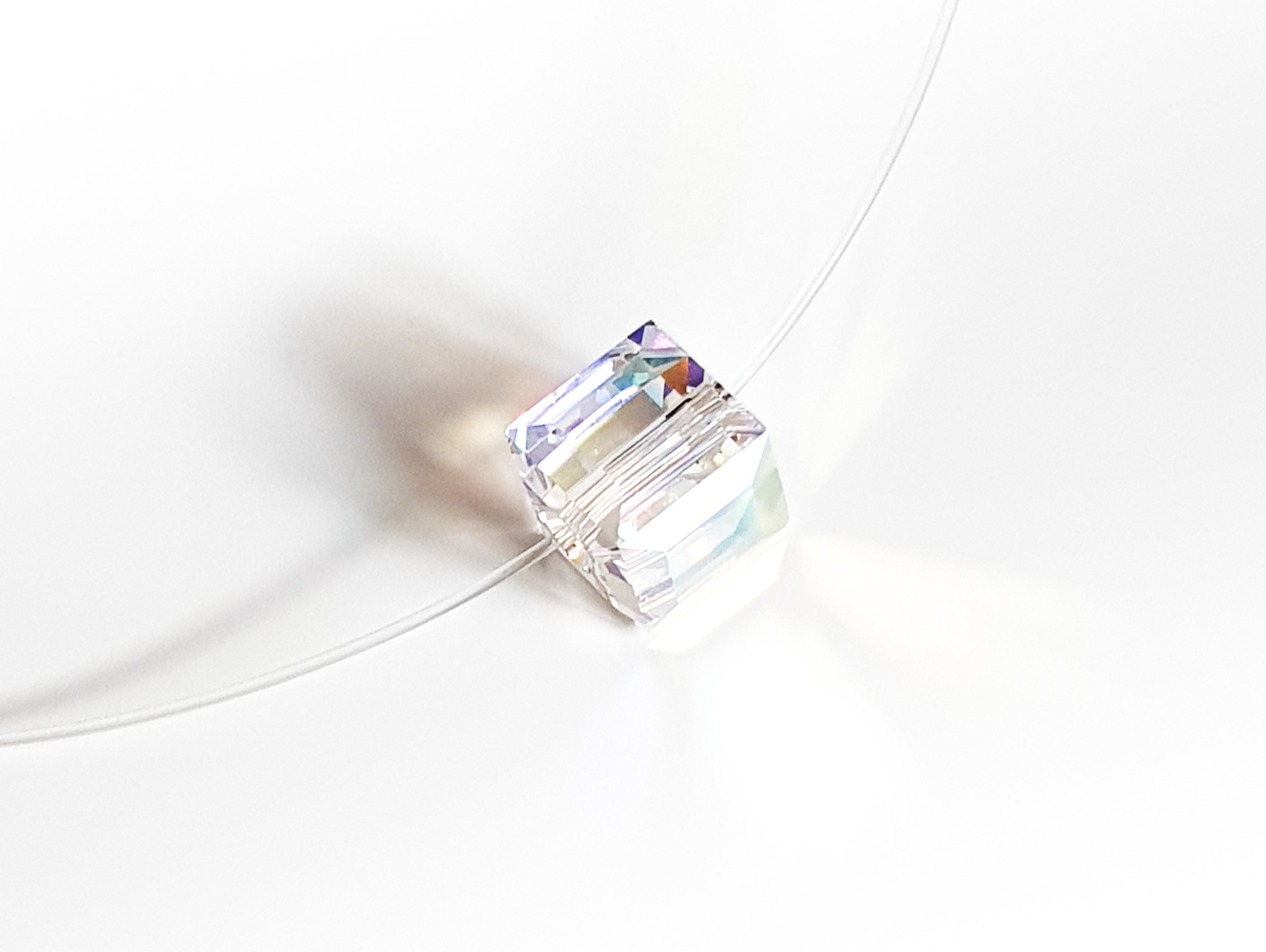 choker la baza gatului cu cristal aurora boreala swarovski cub