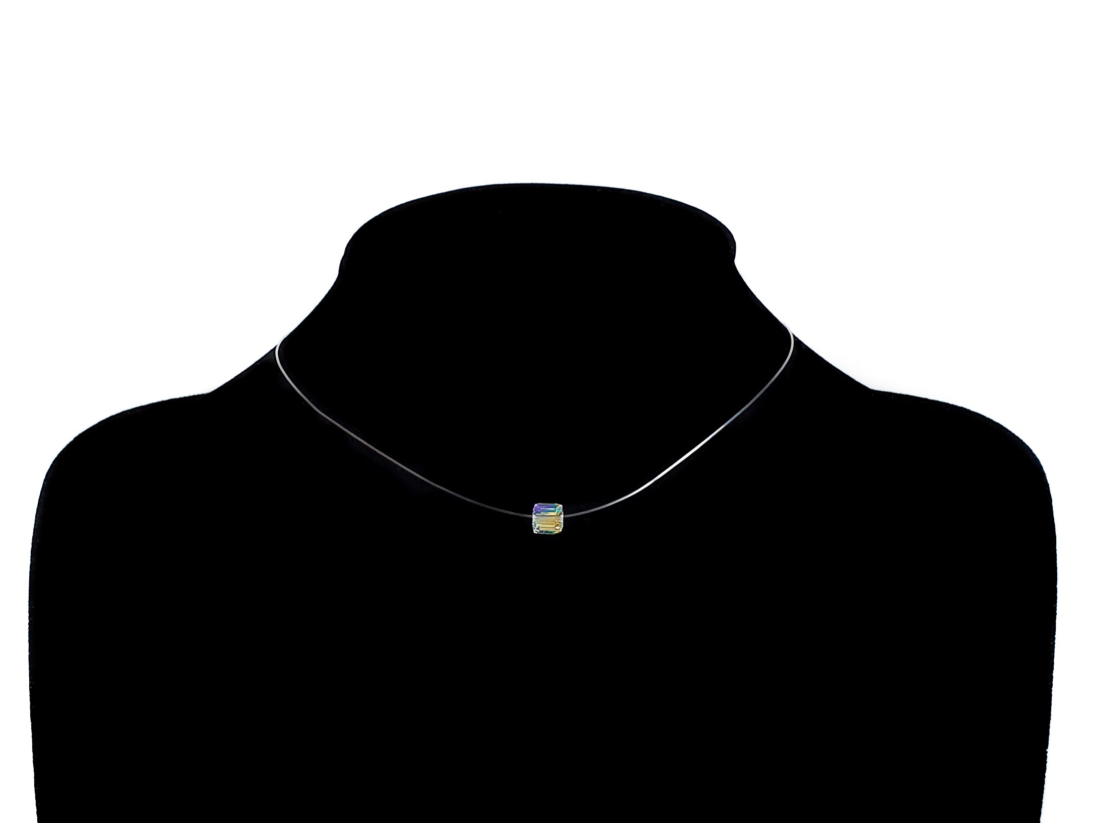 choker la baza gatului cu cristal aurora boreala swarovski cub
