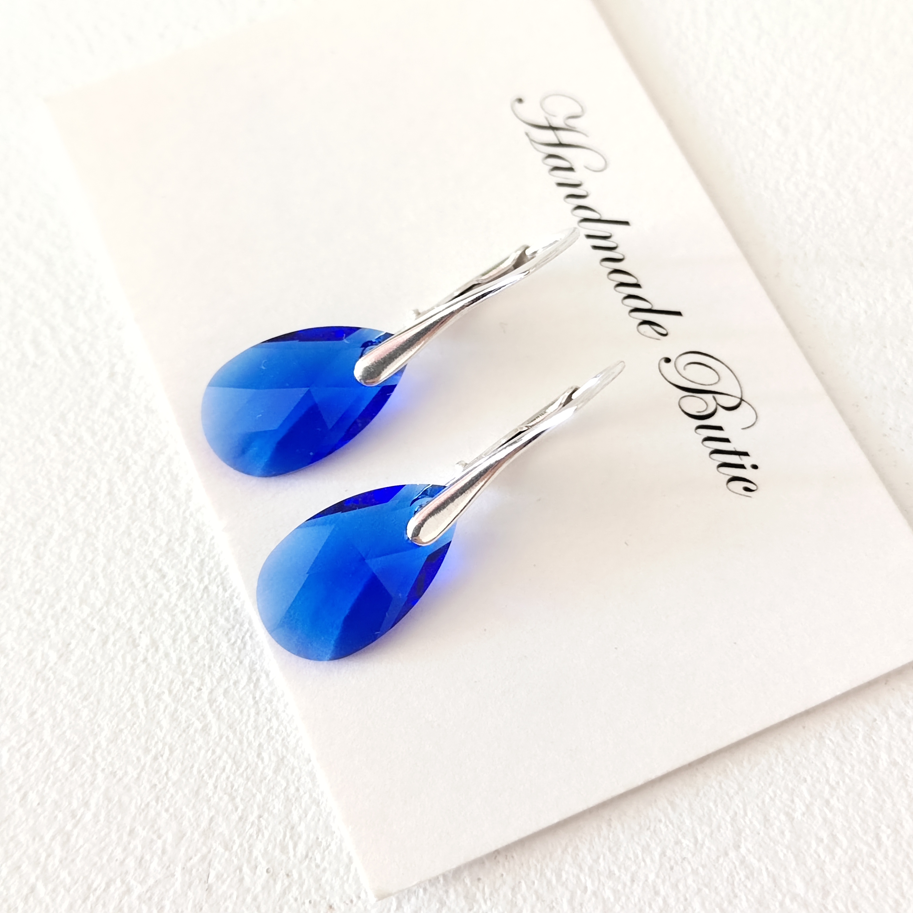 cecei swarovski royal blue cercei argint picaturi swarovski albastru royal