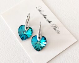 cercei inimi swarovski albastre